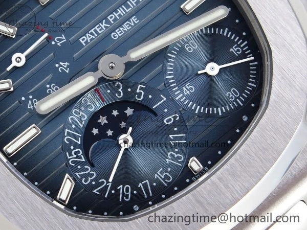 CUSTOM MODDED NAUTILUS 5712 SS VSV 1:1 BEST EDITION BLUE DIAL ON SS BRACELET A240 SUPER CLONE V3 (New Folding Clasp) Soft 10844