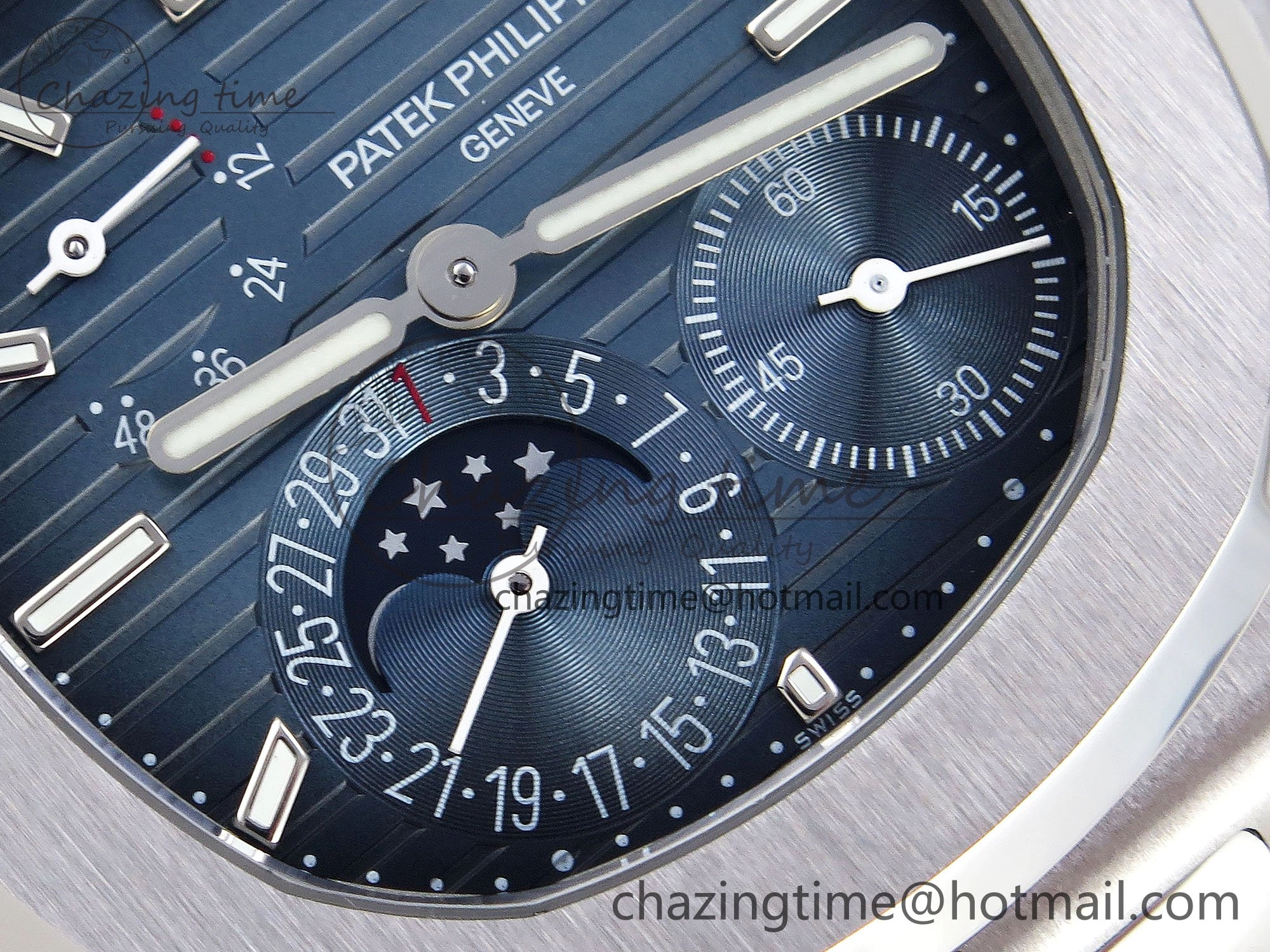 CUSTOM MODDED NAUTILUS 5712 SS VSV 1:1 BEST EDITION BLUE DIAL ON SS BRACELET A240 SUPER CLONE V3 (New Folding Clasp) Soft 10844