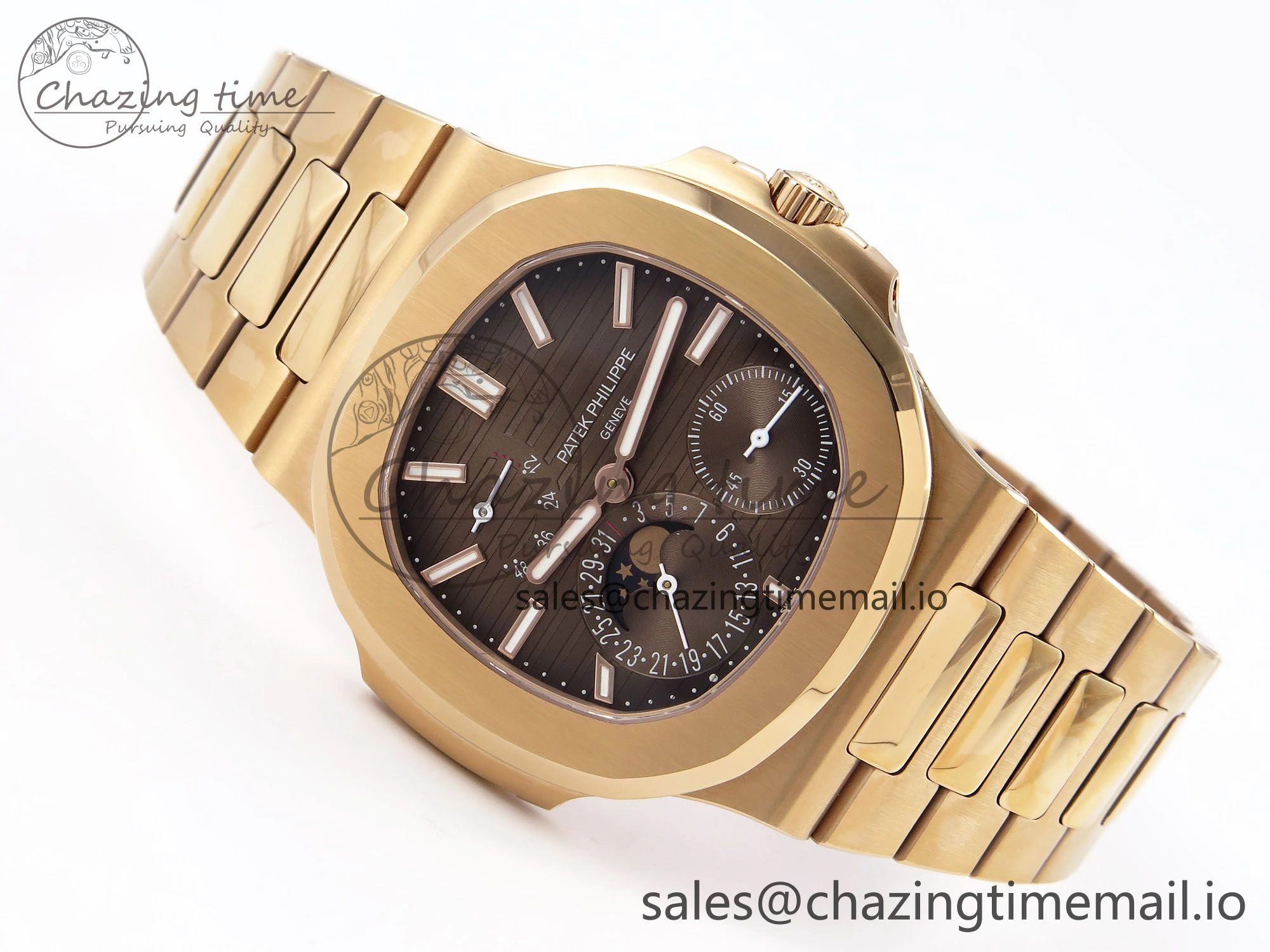 CUSTOM MODDED NAUTILUS 5712 1R SWF 1:1 Edition Brown Dial On RG Bracelet PPM240 Super Clone Youthful 8702