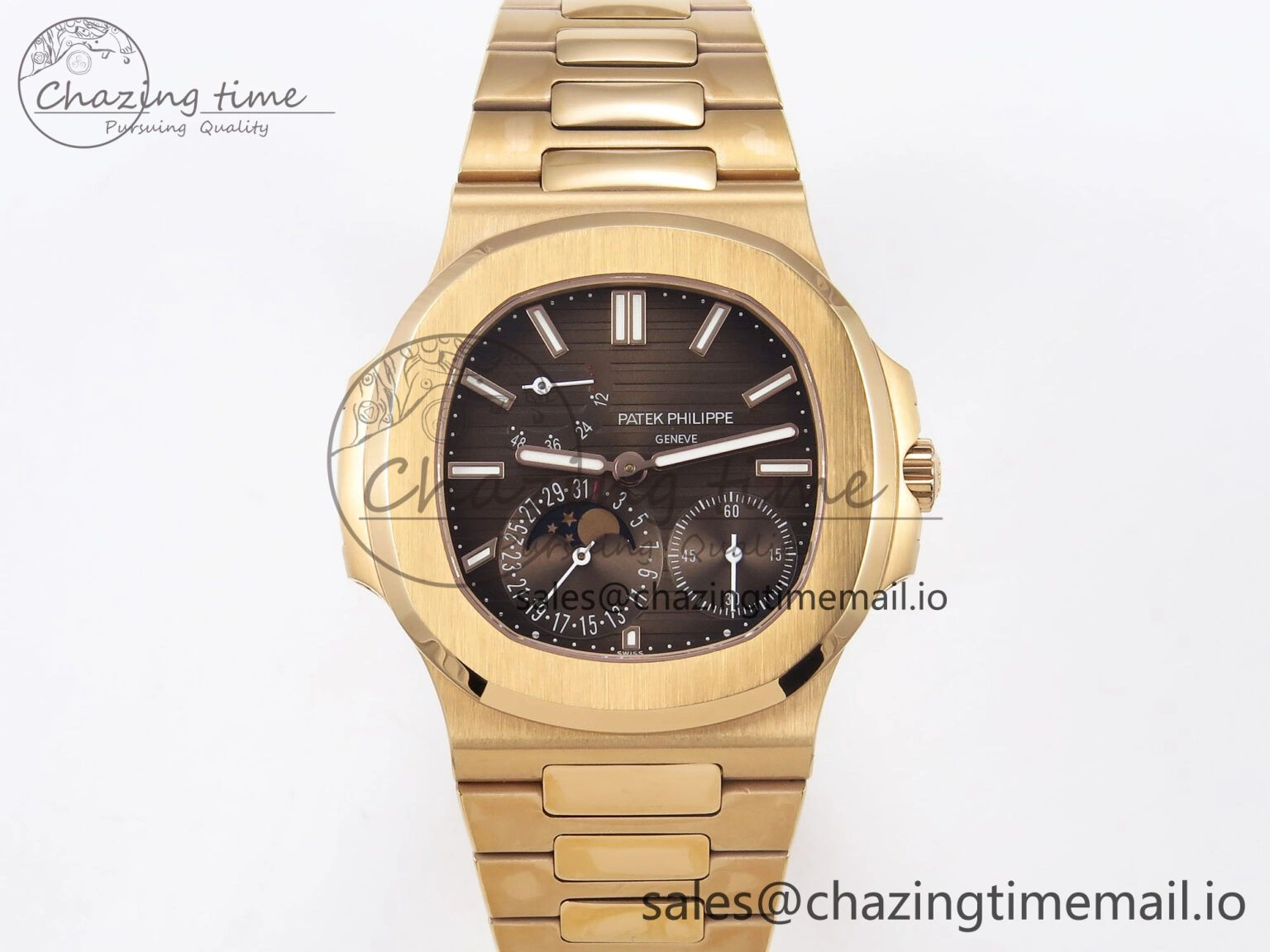 CUSTOM MODDED NAUTILUS 5712 1R SWF 1:1 Edition Brown Dial On RG Bracelet PPM240 Super Clone Youthful 8702
