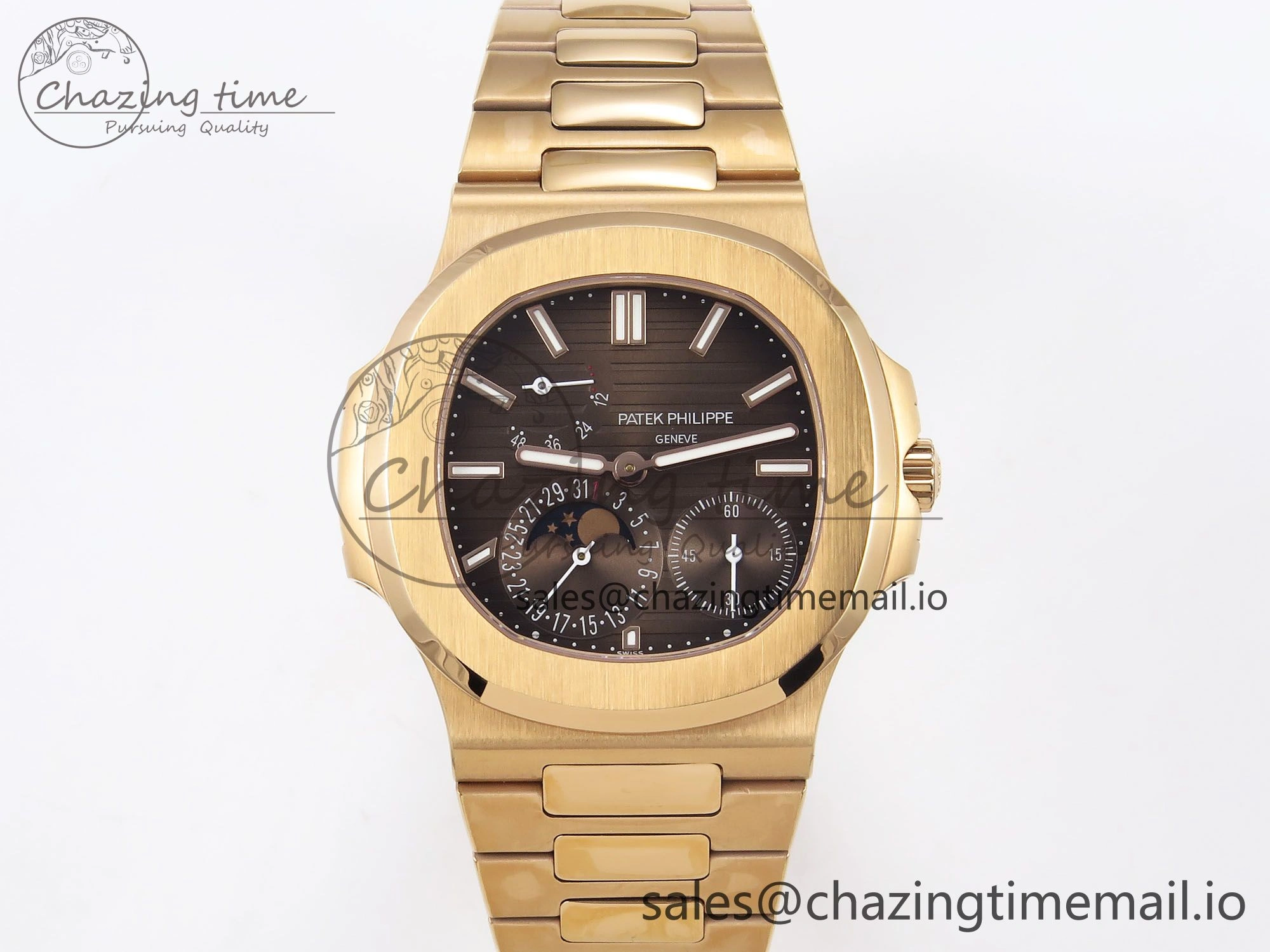 CUSTOM MODDED NAUTILUS 5712 1R SWF 1:1 Edition Brown Dial On RG Bracelet PPM240 Super Clone Youthful 8702