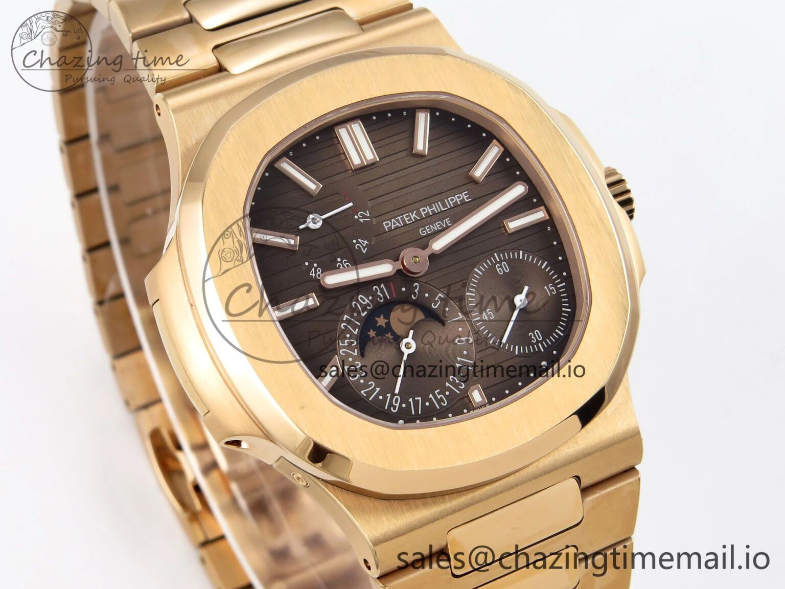 CUSTOM MODDED NAUTILUS 5712 1R SWF 1:1 Edition Brown Dial On RG Bracelet PPM240 Super Clone Youthful 8702