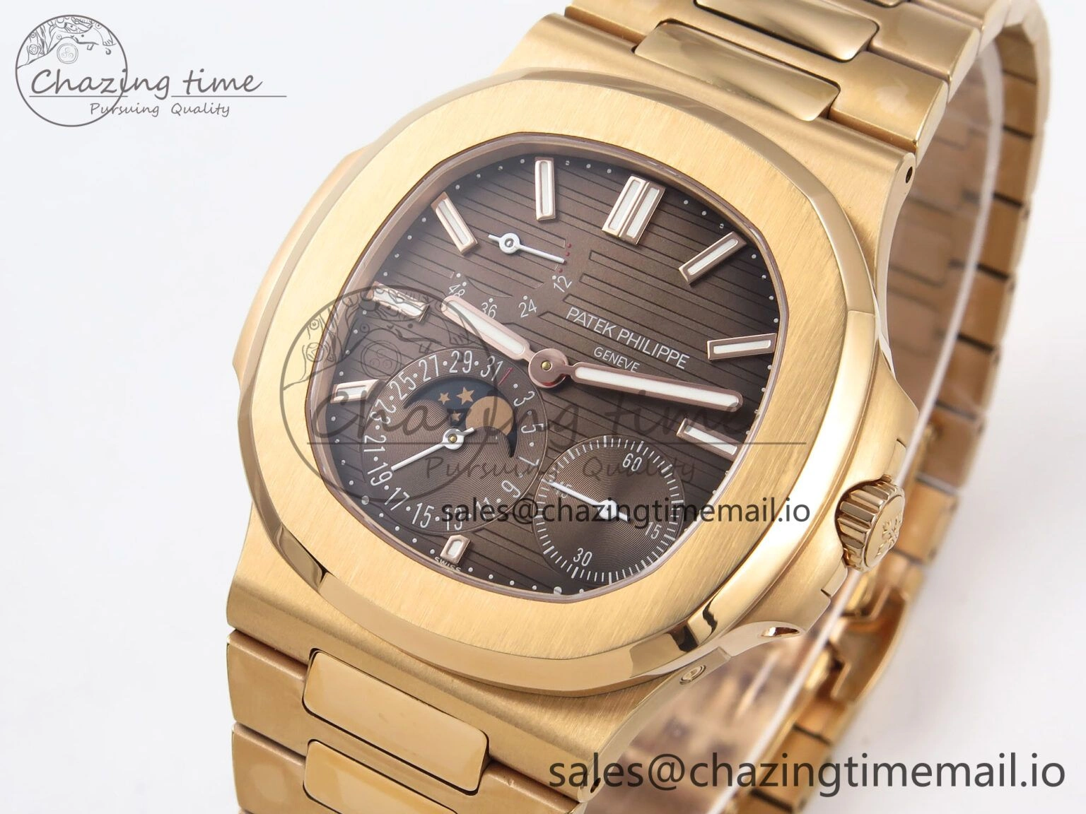 CUSTOM MODDED NAUTILUS 5712 1R SWF 1:1 Edition Brown Dial On RG Bracelet PPM240 Super Clone Youthful 8702