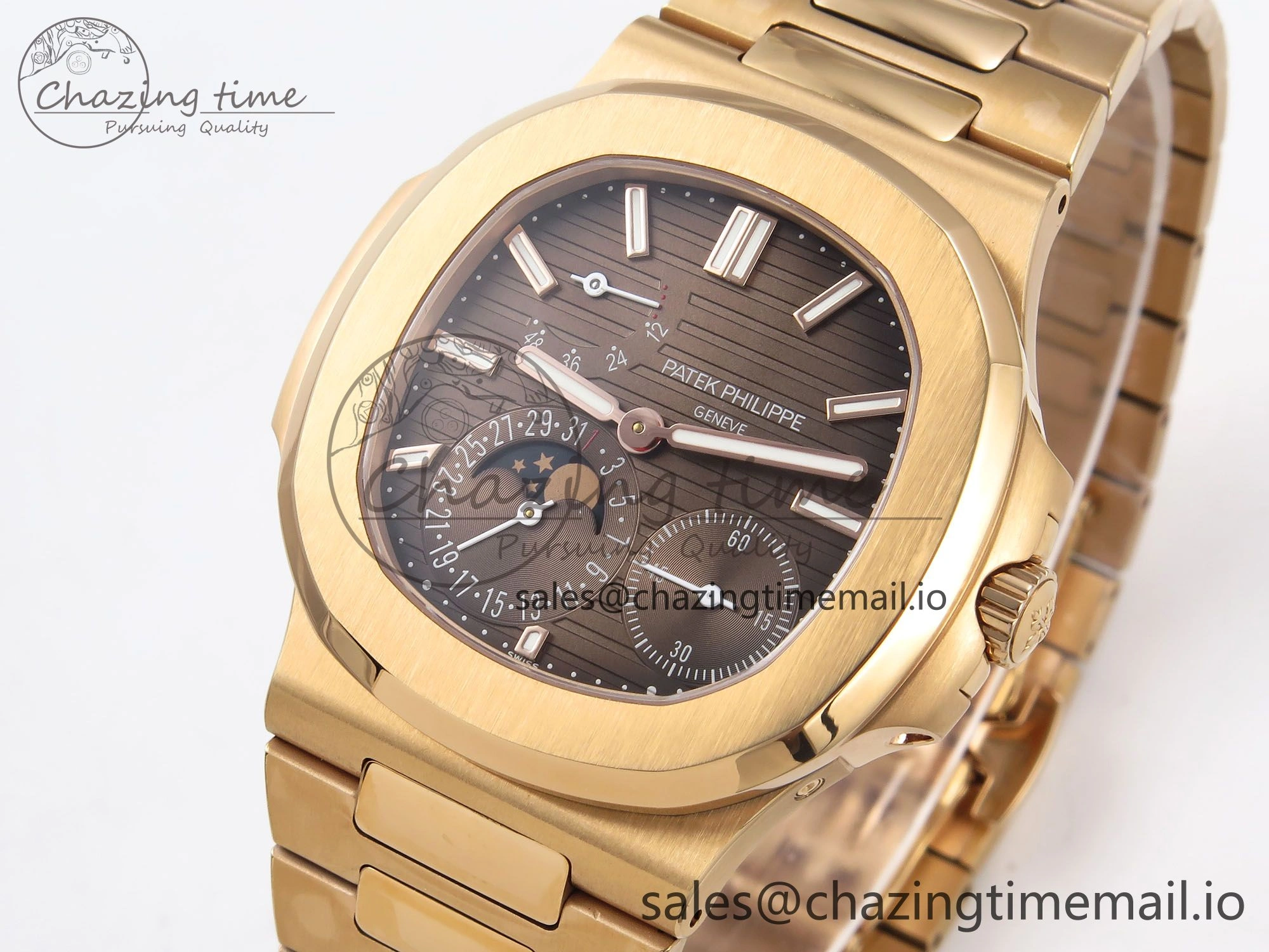 CUSTOM MODDED NAUTILUS 5712 1R SWF 1:1 Edition Brown Dial On RG Bracelet PPM240 Super Clone Youthful 8702