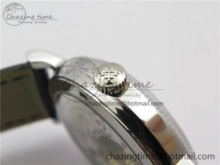 Durable Calatrava 5120 SS TWF Best Edition White Dial on Black Leather Strap A240 (Free Bracelet) 8955
