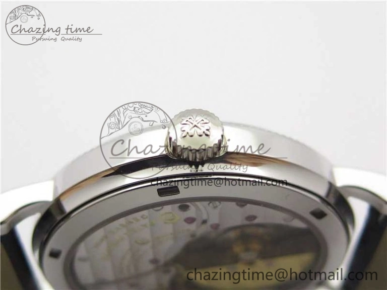 Durable Calatrava 5120 SS TWF Best Edition White Dial on Black Leather Strap A240 (Free Bracelet) 8955