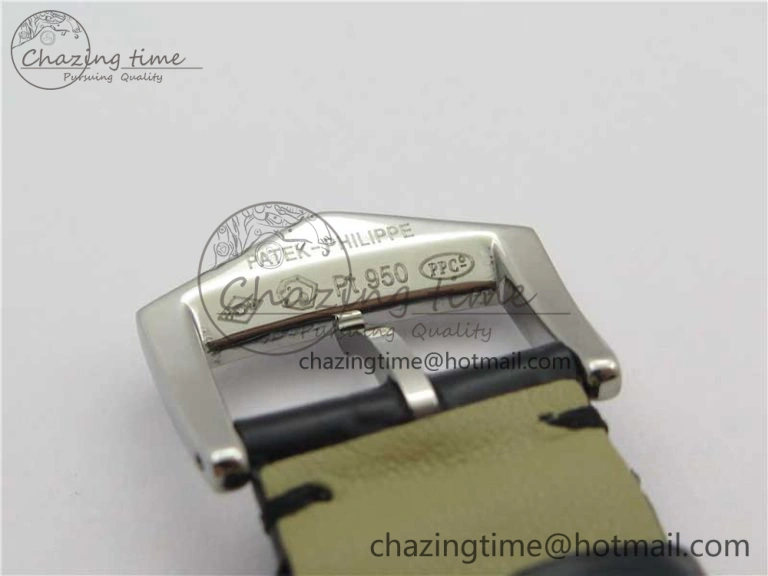 Durable Calatrava 5120 SS TWF Best Edition White Dial on Black Leather Strap A240 (Free Bracelet) 8955