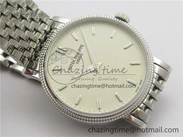 TimelessDesign Calatrava 5120 SS TWF Best Edition White Dial on SS Bracelet A240 (Free Leather) 8959