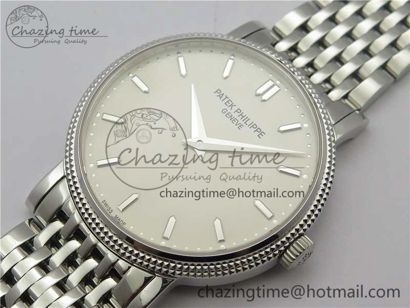 TimelessDesign Calatrava 5120 SS TWF Best Edition White Dial on SS Bracelet A240 (Free Leather) 8959