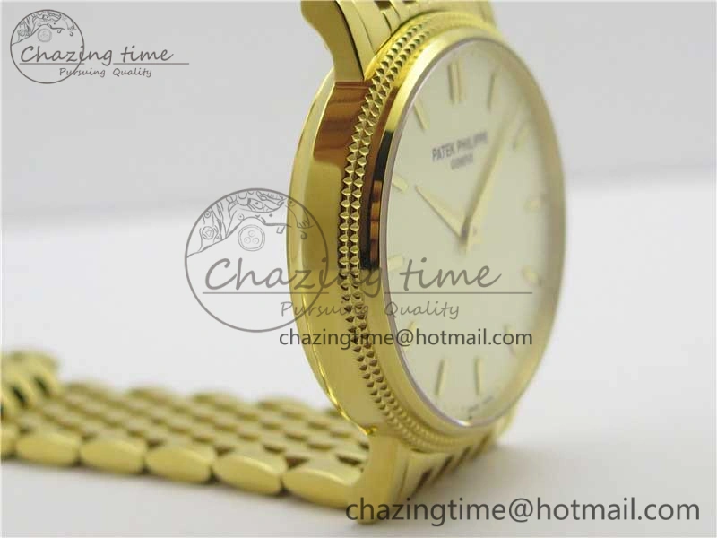 Calatrava 5120 YG TWF Best Edition White Dial on YG Bracelet A240 (Free Leather) Tailored 8960