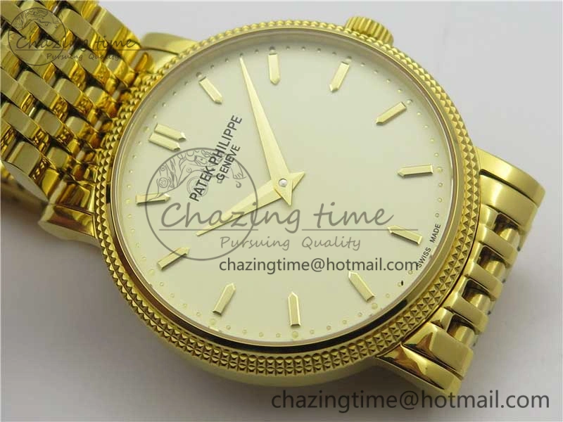 Calatrava 5120 YG TWF Best Edition White Dial on YG Bracelet A240 (Free Leather) Tailored 8960