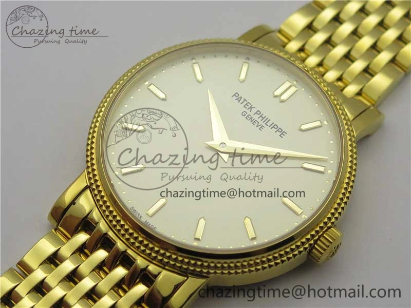 Calatrava 5120 YG TWF Best Edition White Dial on YG Bracelet A240 (Free Leather) Tailored 8960
