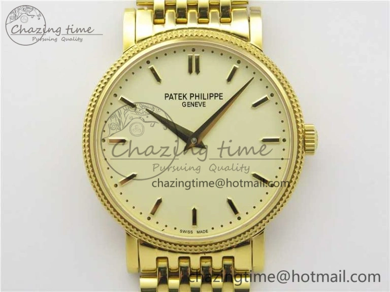 Calatrava 5120 YG TWF Best Edition White Dial on YG Bracelet A240 (Free Leather) Tailored 8960