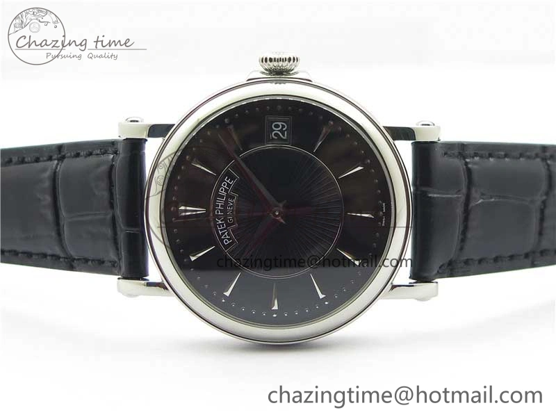 Calatrava 5153 SS ZF 1:1 Best Edition Black Dial on Black Leather Strap A324CS Resilient 8876