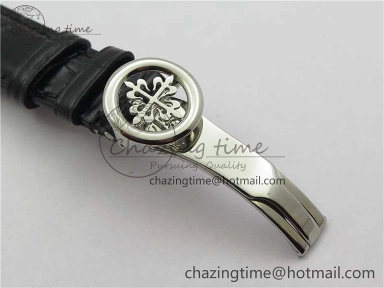 Calatrava 5153 SS ZF 1:1 Best Edition Black Dial on Black Leather Strap A324CS Resilient 8876