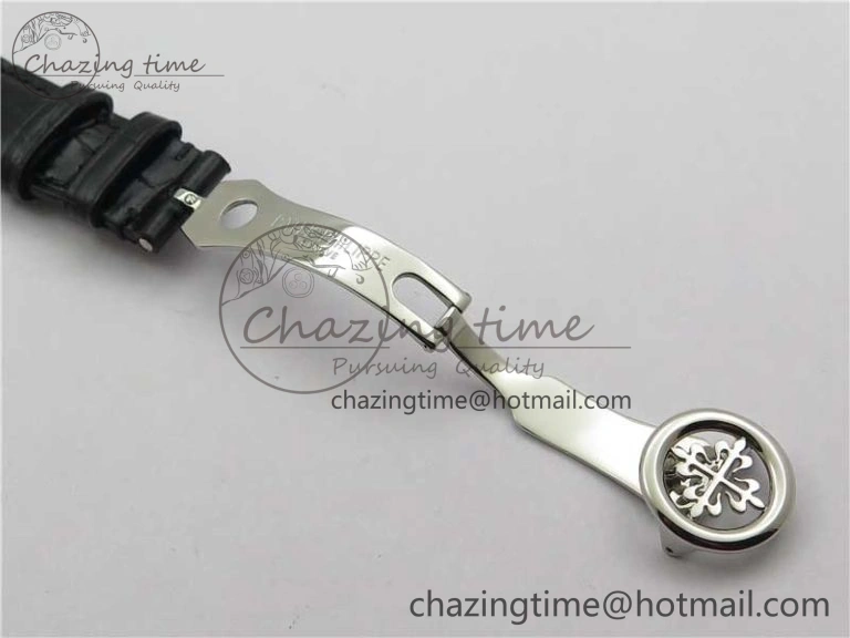 Calatrava 5153 SS ZF 1:1 Best Edition Black Dial on Black Leather Strap A324CS Resilient 8876