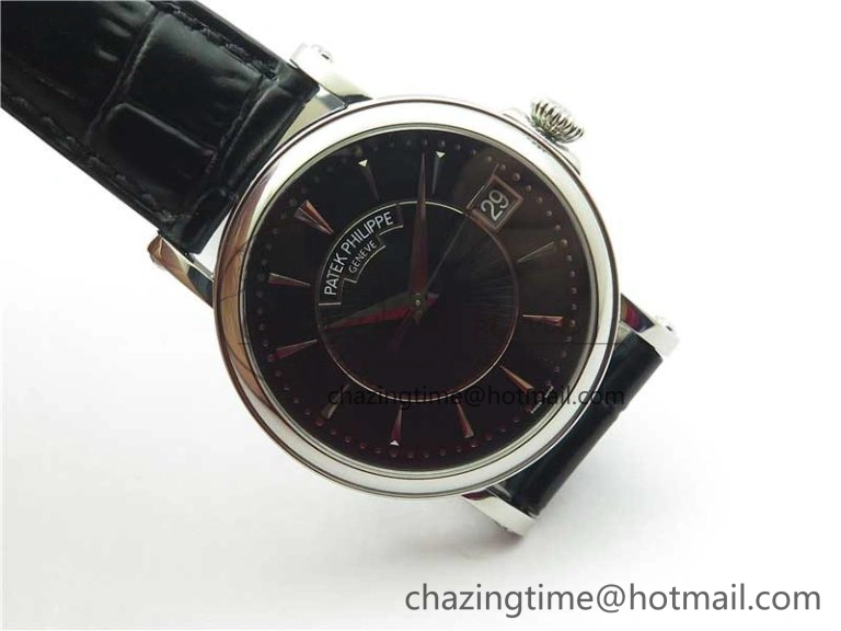 Calatrava 5153 SS ZF 1:1 Best Edition Black Dial on Black Leather Strap A324CS Resilient 8876