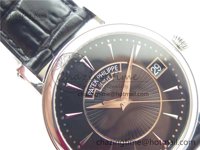 Calatrava 5153 SS ZF 1:1 Best Edition Black Dial on Black Leather Strap A324CS Resilient 8876