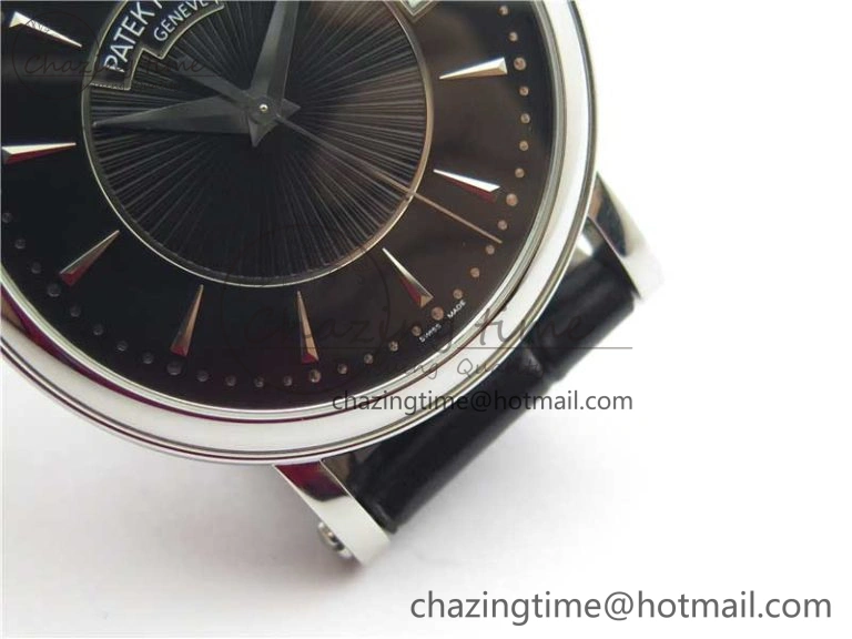 Calatrava 5153 SS ZF 1:1 Best Edition Black Dial on Black Leather Strap A324CS Resilient 8876