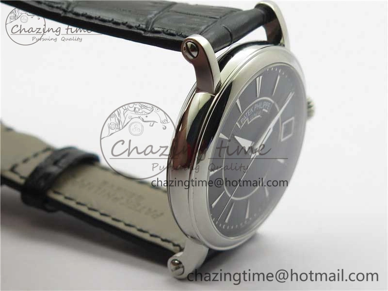Calatrava 5153 SS ZF 1:1 Best Edition Black Dial on Black Leather Strap A324CS Resilient 8876