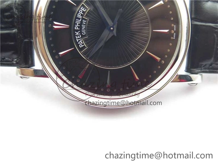 Calatrava 5153 SS ZF 1:1 Best Edition Black Dial on Black Leather Strap A324CS Resilient 8876