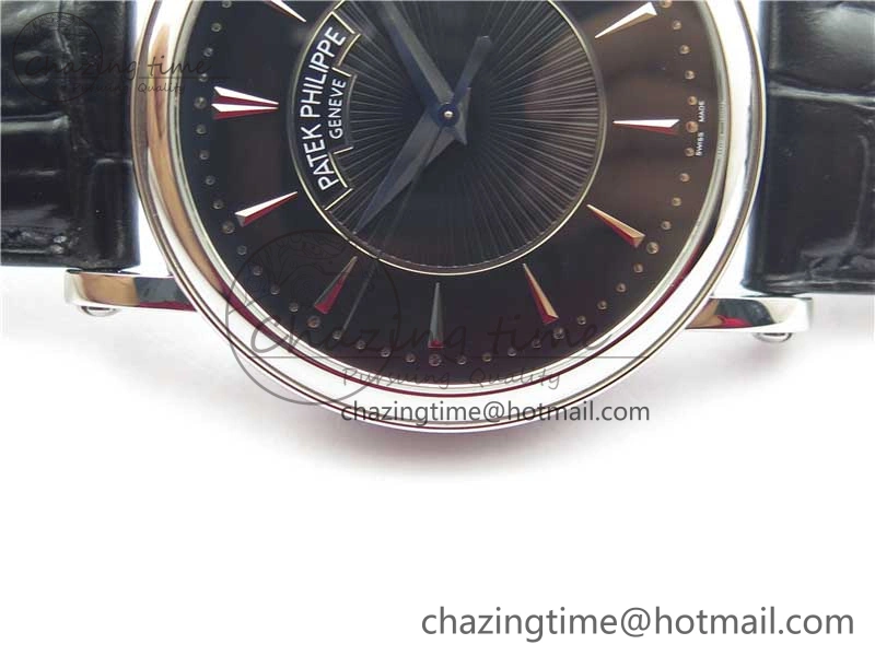 Calatrava 5153 SS ZF 1:1 Best Edition Black Dial on Black Leather Strap A324CS Resilient 8876