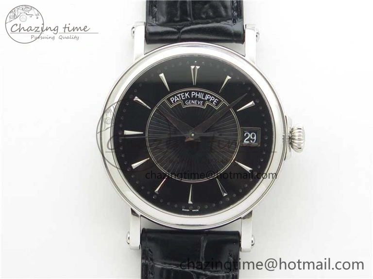 Calatrava 5153 SS ZF 1:1 Best Edition Black Dial on Black Leather Strap A324CS Resilient 8876