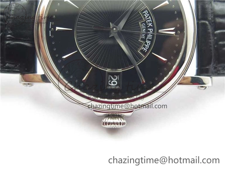 Calatrava 5153 SS ZF 1:1 Best Edition Black Dial on Black Leather Strap A324CS Resilient 8876