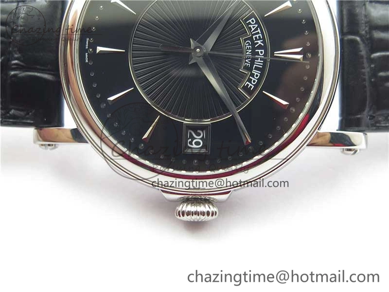 Calatrava 5153 SS ZF 1:1 Best Edition Black Dial on Black Leather Strap A324CS Resilient 8876