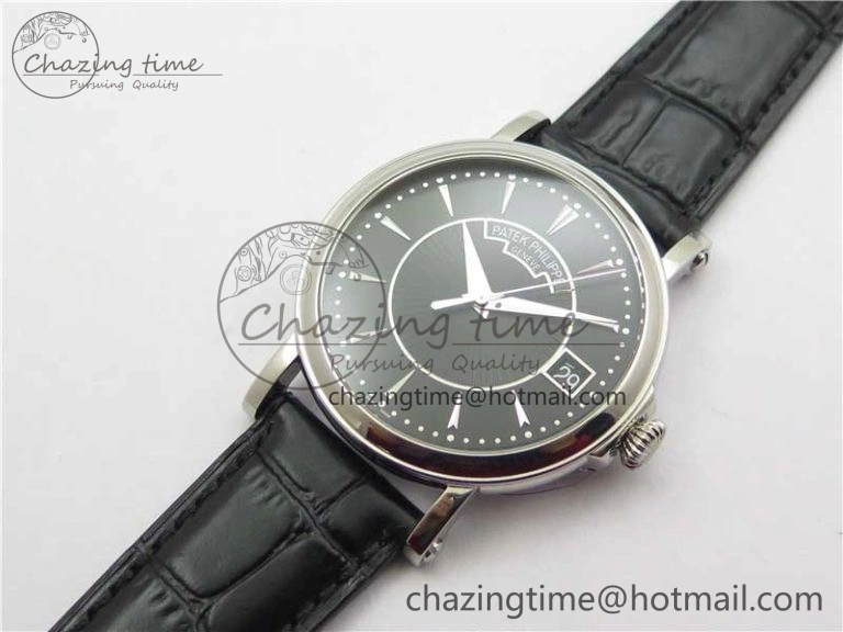 Calatrava 5153 SS ZF 1:1 Best Edition Black Dial on Black Leather Strap A324CS Resilient 8876