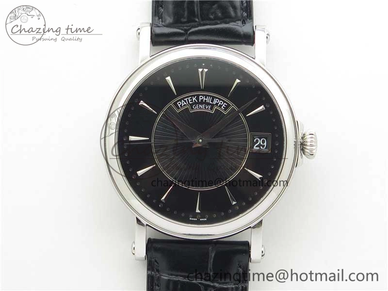 Calatrava 5153 SS ZF 1:1 Best Edition Black Dial on Black Leather Strap A324CS Resilient 8876