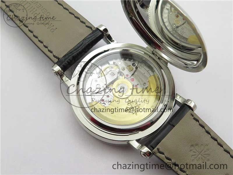Calatrava 5153 SS ZF 1:1 Best Edition White Dial on Black Leather Strap A324CS Lightweight 8883