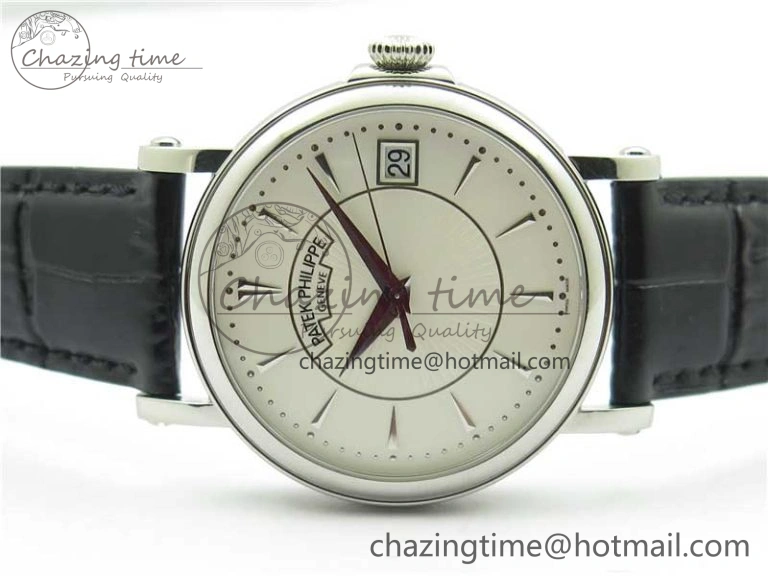 Calatrava 5153 SS ZF 1:1 Best Edition White Dial on Black Leather Strap A324CS Lightweight 8883