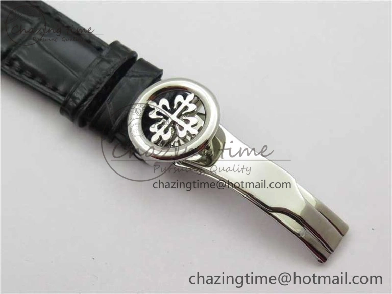 Calatrava 5153 SS ZF 1:1 Best Edition White Dial on Black Leather Strap A324CS Lightweight 8883