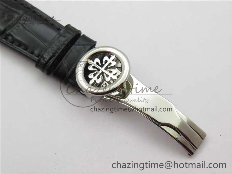 Calatrava 5153 SS ZF 1:1 Best Edition White Dial on Black Leather Strap A324CS Lightweight 8883