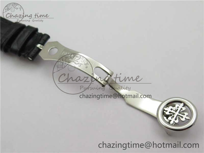 Calatrava 5153 SS ZF 1:1 Best Edition White Dial on Black Leather Strap A324CS Lightweight 8883