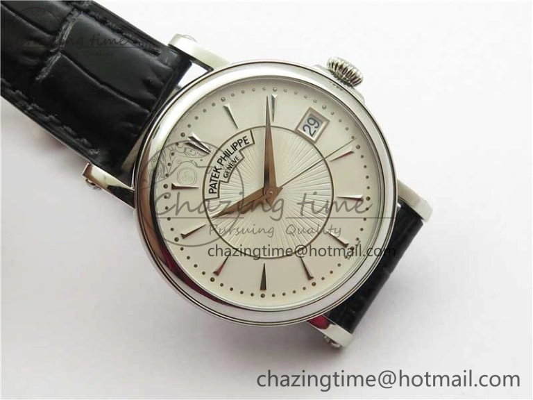 Calatrava 5153 SS ZF 1:1 Best Edition White Dial on Black Leather Strap A324CS Lightweight 8883
