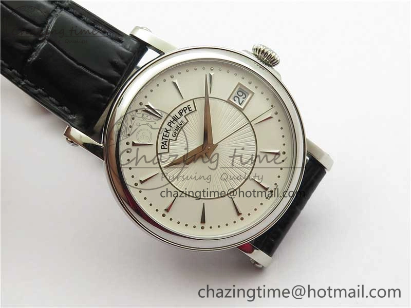 Calatrava 5153 SS ZF 1:1 Best Edition White Dial on Black Leather Strap A324CS Lightweight 8883