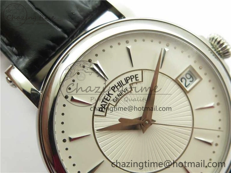 Calatrava 5153 SS ZF 1:1 Best Edition White Dial on Black Leather Strap A324CS Lightweight 8883