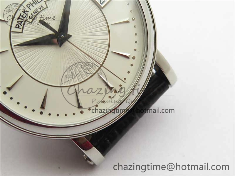 Calatrava 5153 SS ZF 1:1 Best Edition White Dial on Black Leather Strap A324CS Lightweight 8883