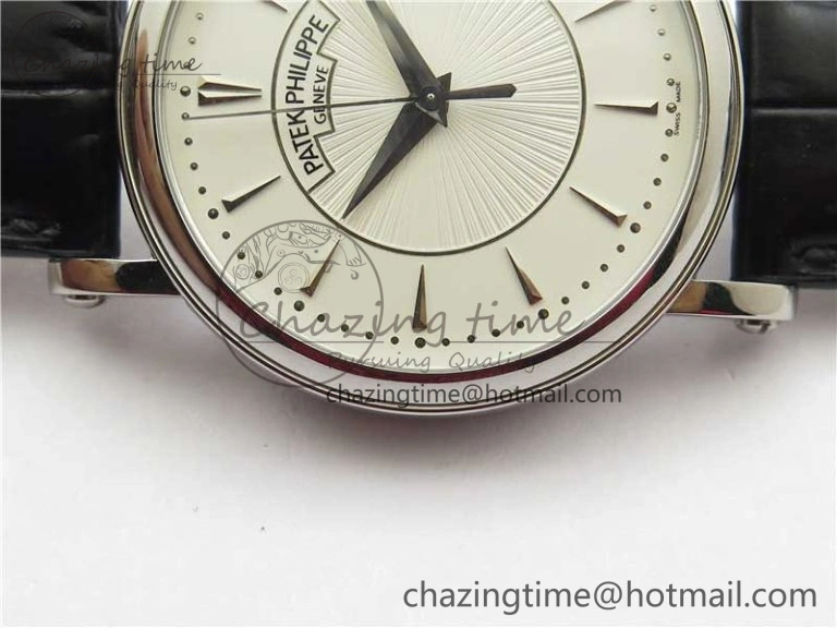 Calatrava 5153 SS ZF 1:1 Best Edition White Dial on Black Leather Strap A324CS Lightweight 8883
