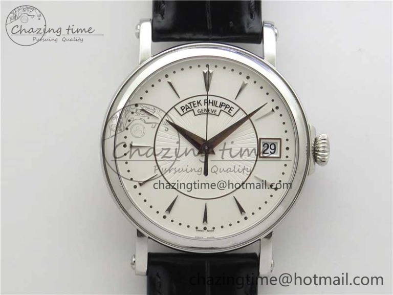 Calatrava 5153 SS ZF 1:1 Best Edition White Dial on Black Leather Strap A324CS Lightweight 8883