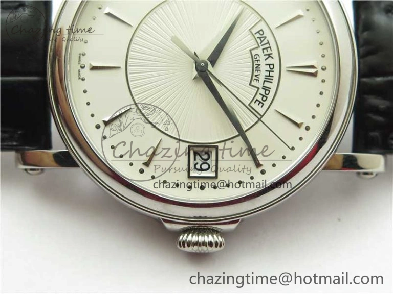 Calatrava 5153 SS ZF 1:1 Best Edition White Dial on Black Leather Strap A324CS Lightweight 8883