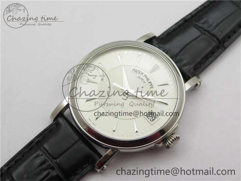 Calatrava 5153 SS ZF 1:1 Best Edition White Dial on Black Leather Strap A324CS Lightweight 8883