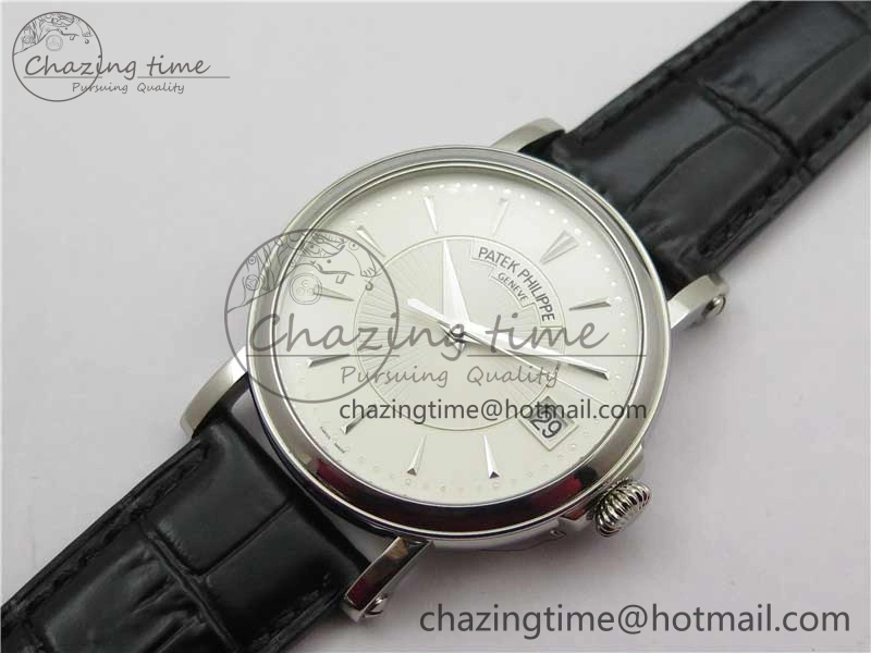 Calatrava 5153 SS ZF 1:1 Best Edition White Dial on Black Leather Strap A324CS Lightweight 8883