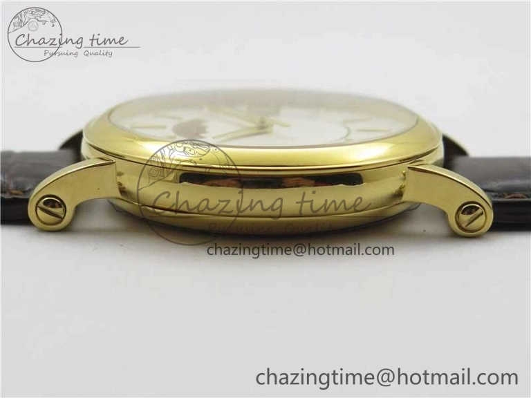 Affordable Calatrava 5153 YG ZF 1:1 Best Edition White Dial on Brown Leather Strap A324CS 8881