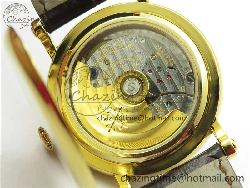 Affordable Calatrava 5153 YG ZF 1:1 Best Edition White Dial on Brown Leather Strap A324CS 8881