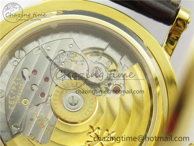 Affordable Calatrava 5153 YG ZF 1:1 Best Edition White Dial on Brown Leather Strap A324CS 8881