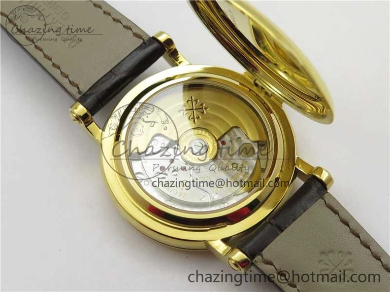 Affordable Calatrava 5153 YG ZF 1:1 Best Edition White Dial on Brown Leather Strap A324CS 8881