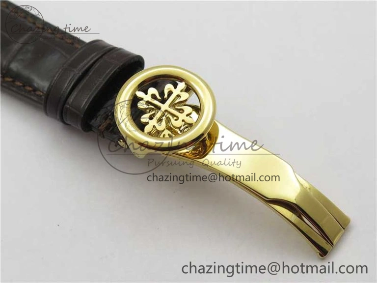 Affordable Calatrava 5153 YG ZF 1:1 Best Edition White Dial on Brown Leather Strap A324CS 8881